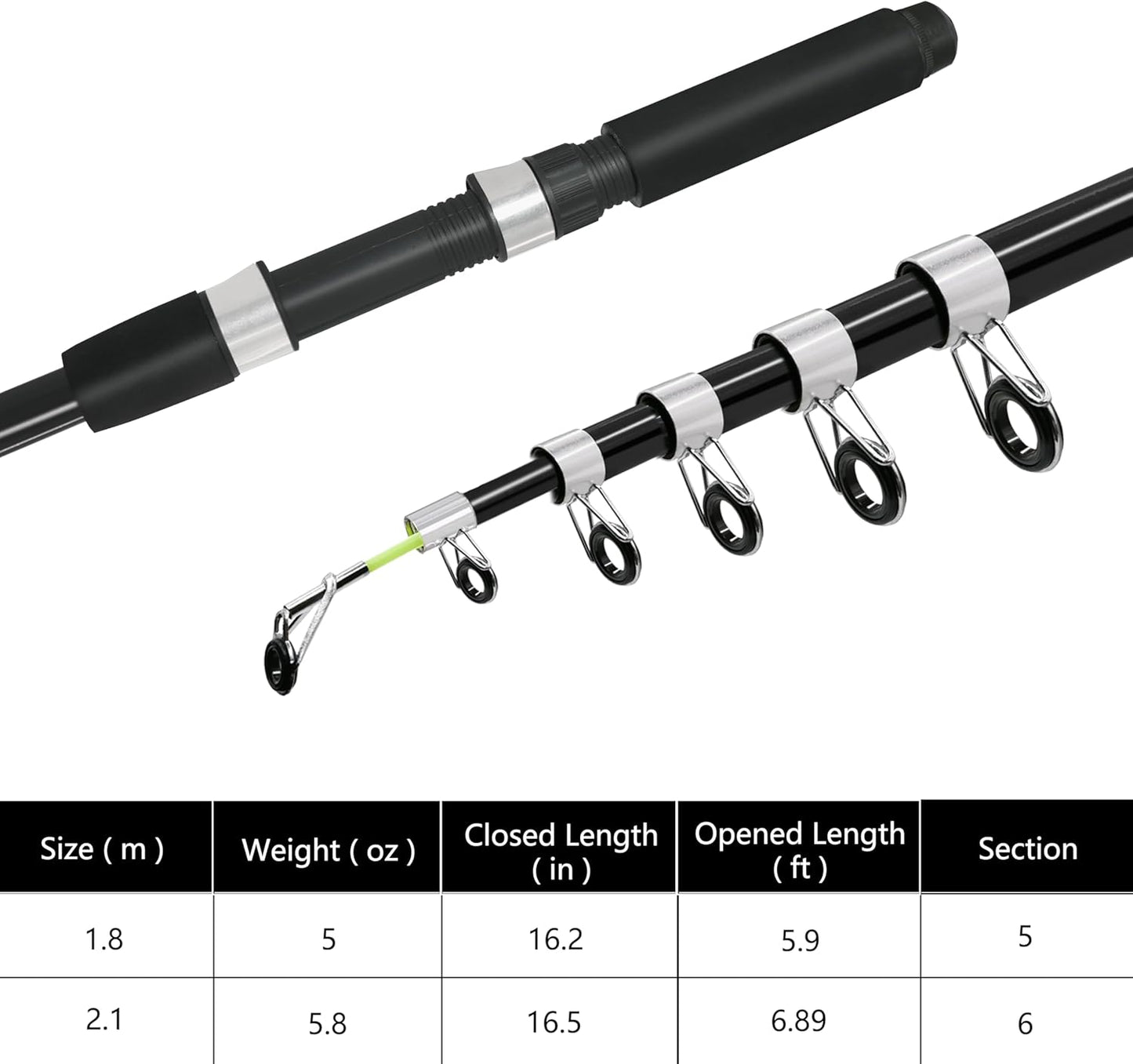 Fishing Pole Combo Set - 6.9ft Telescopic Fishing Rod & Reel with Carrier Bag | Ideal for Bass & Saltwater Fishing