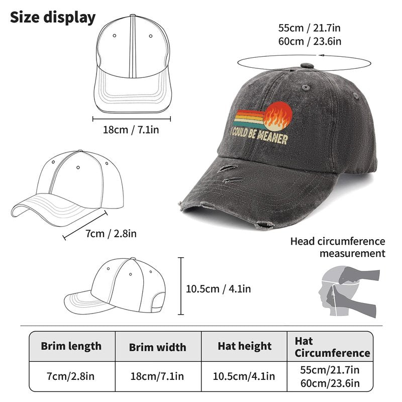 I Could Be Meaner Hat for Women Cool Washed Distressed Baseball Caps