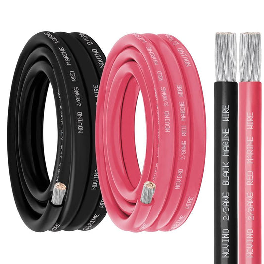 2/0 AWG Marine Grade Wire - 10FT Red & Black Tinned Copper Cable for Automotive, Boat, RV, Solar Applications