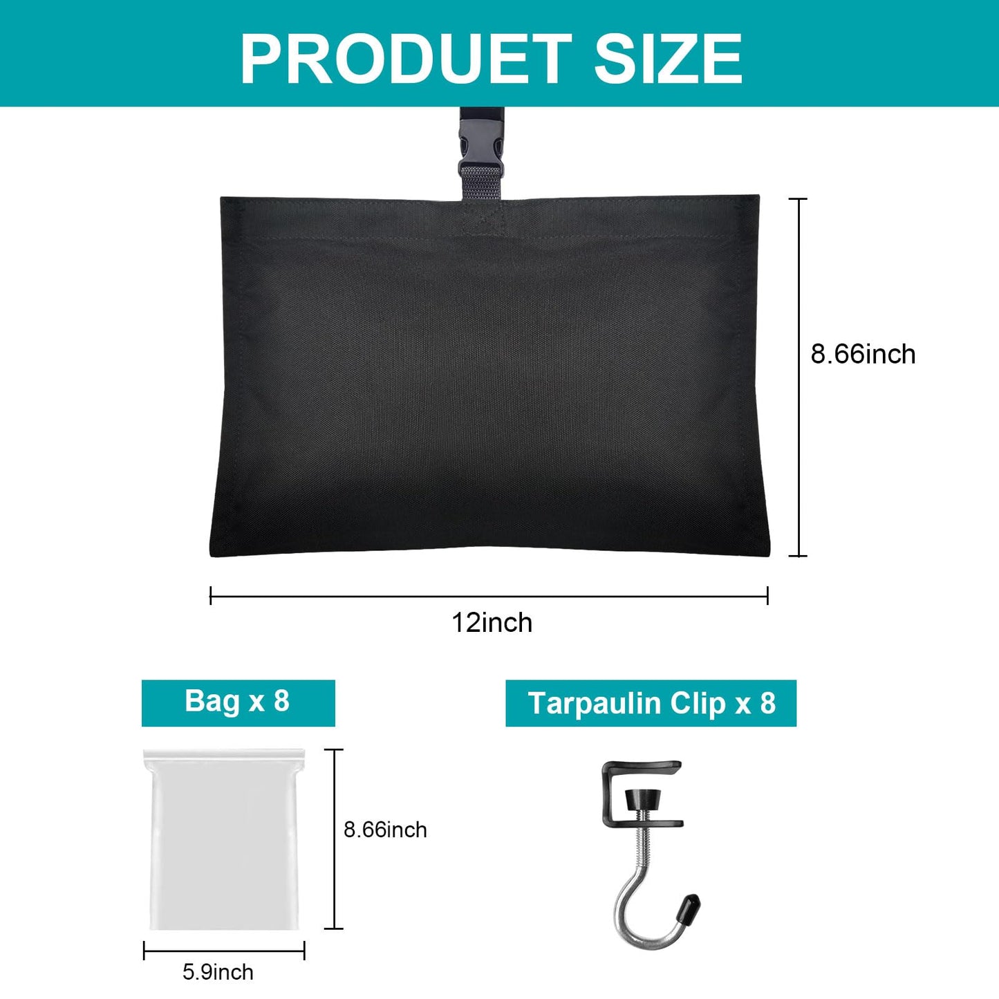 Boat Cover Sand Bags Weights, Weighted Bags Fit for Boat Mooring Covers Car RV Cover, 900D Marine Grade Sand Bags for Weight, Windproof Weighted Sandbags Tarp Weights & Tarp Clip Boating Accessories