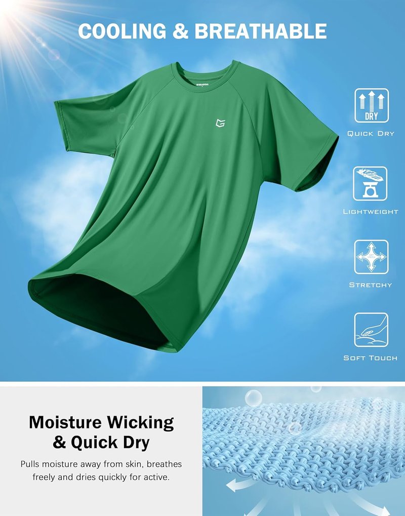 Men's Athletic Workout T-Shirts - Moisture-Wicking Cooling Short Sleeve Performance Tee for Gym & Tennis