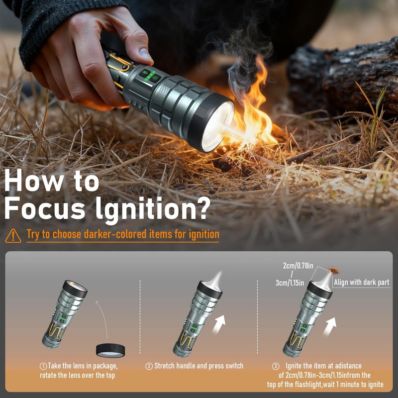 CLOVPO Rechargeable Flashlight 11 Modes Tactical Camping Flashlight with Red-Blue Emergency Lights, 10000 Lumens 3 in 1 Portable Camp Light with Stand, Bright LED Flashlight for Outdoor Activity