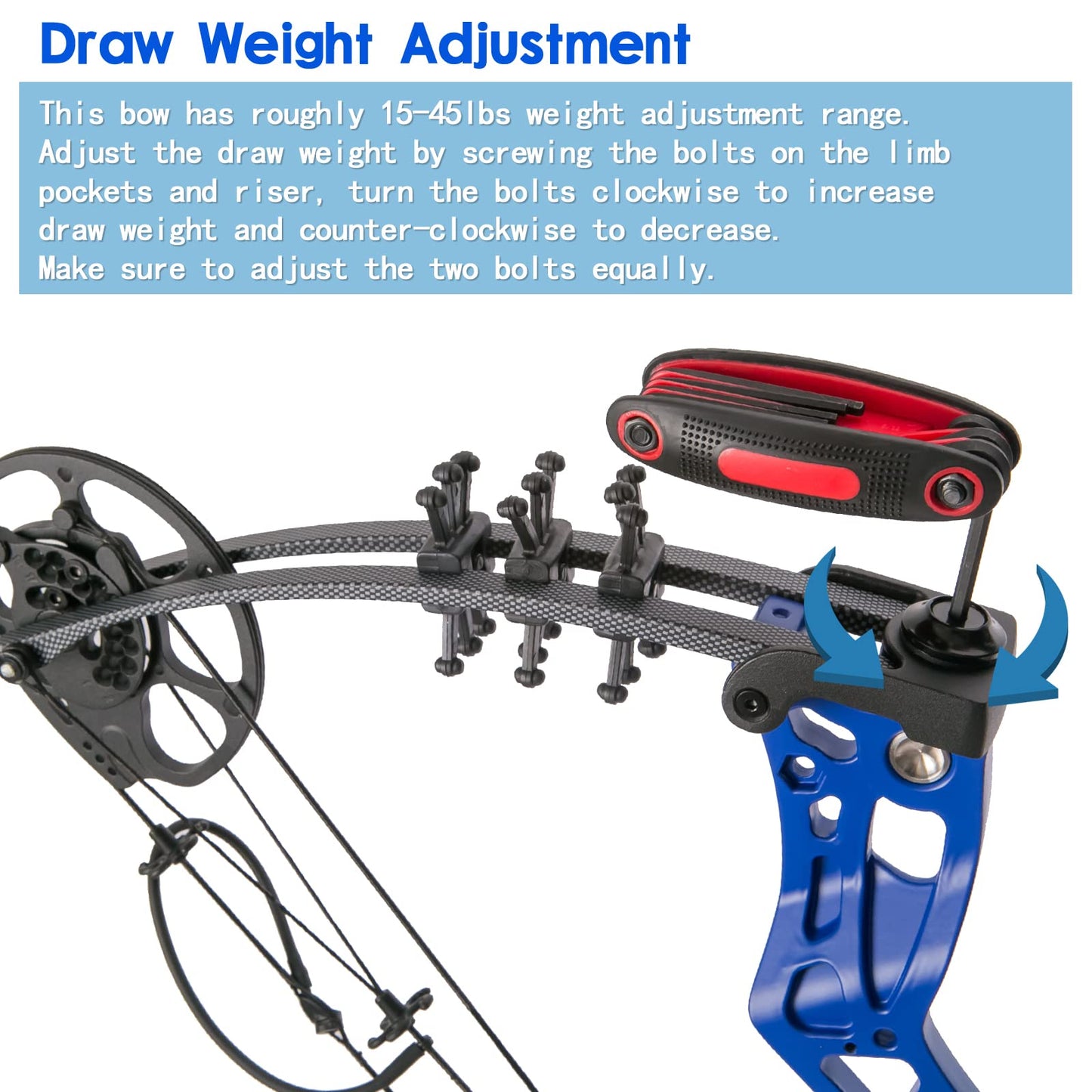 WUXLISTY Youth Compound Bow Set 15-45 Lbs for Teens and Beginner, Package with Archery Hunting Equipment, 5 Pin Sight, Max Speed 320fps, Adjustable, Right Hand, Blue