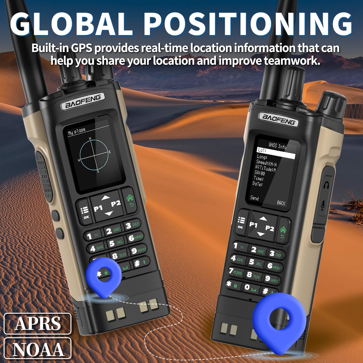 Baofeng DM32 DMR Radio 10W Ham Radio Handheld Rechargeable Walkie Talkies Long Range DM32UV Two Way Radio NOAA Weather Radio with GPS, Copy Frequency 2500mAh Battery USB-C Charging with Radio Holster