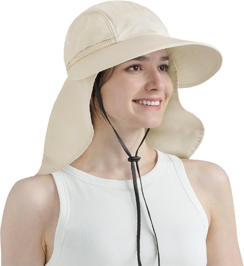 Women's Sun Hat UPF 50+ - Wide Brim UV Protection with Ponytail Hole & Neck Flap | Ideal for Gardening, Fishing & Hiking