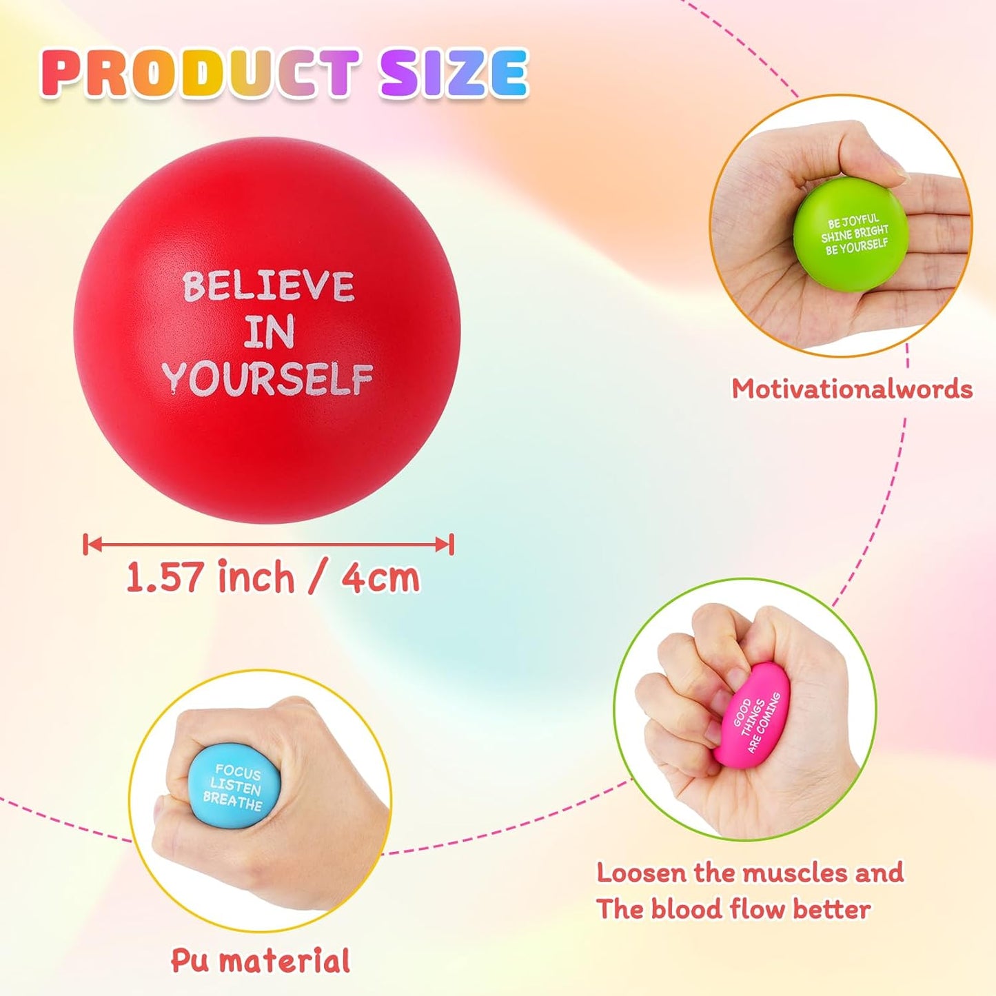 Stress Balls for Adults - 100PCS Foam Squeeze Stress Relief Toys | Perfect for Office, Classroom & Parties