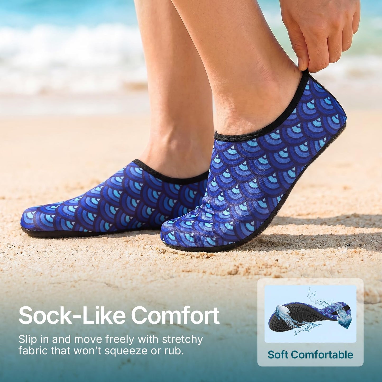 Water Shoes for Women Men Quick-Dry Aqua Socks Swim Beach Barefoot Yoga Exercise Wear Sport Accessories Pool Camping Must Haves Adult Youth Size 10-11Women/9-10Men