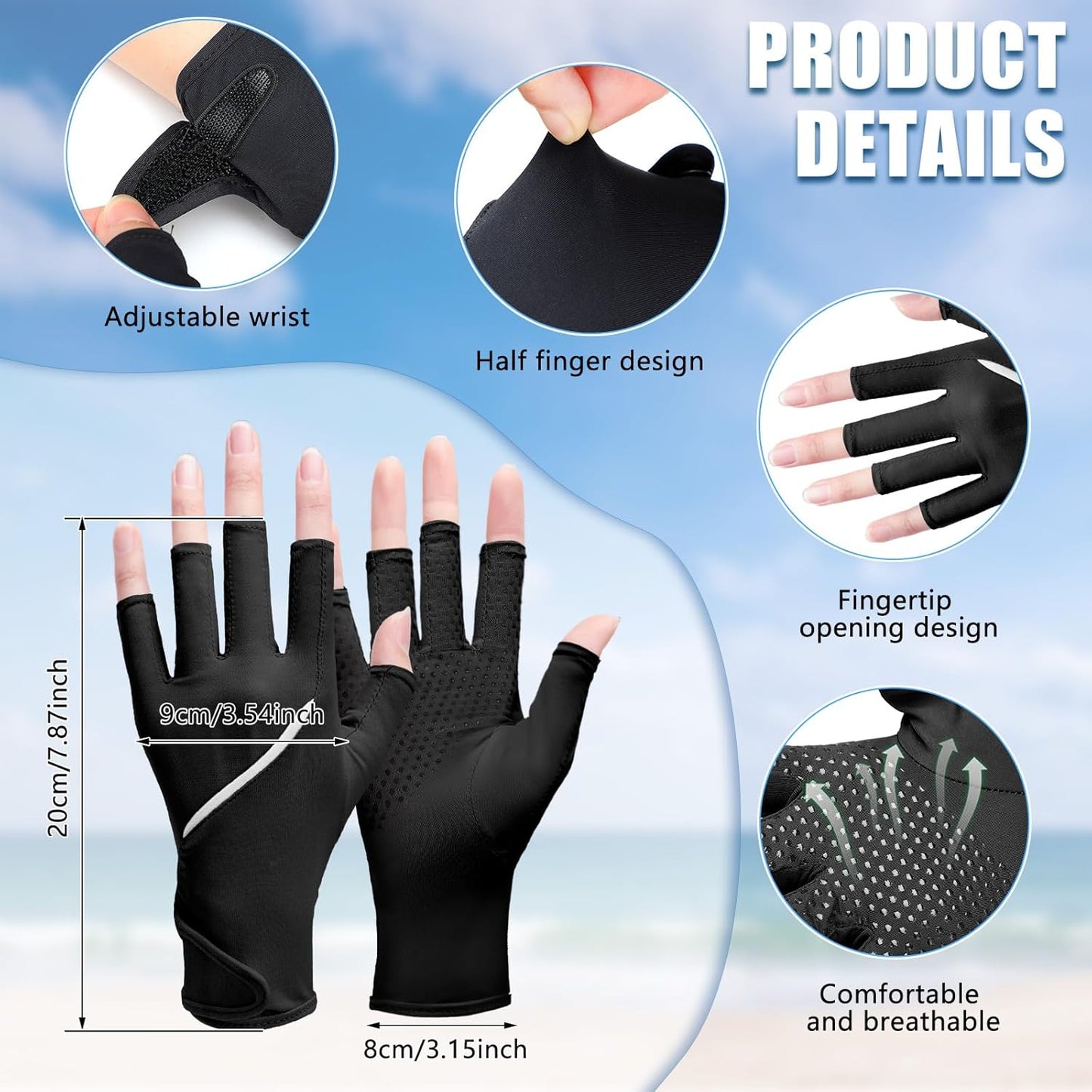 UV Sun Protection Fingerless Gloves for Women - Touchscreen, Non-Slip | Perfect for Summer Driving & Cycling