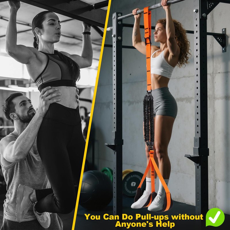 WELSPO Pull Up Assistance Bands, Adjustable Heavy Duty Resistance Band for Pull Up Bar, Pull Up Assist Bands with Feet Rest for Strength Training, Home Fitness Workout Equipment, Height Adjustable