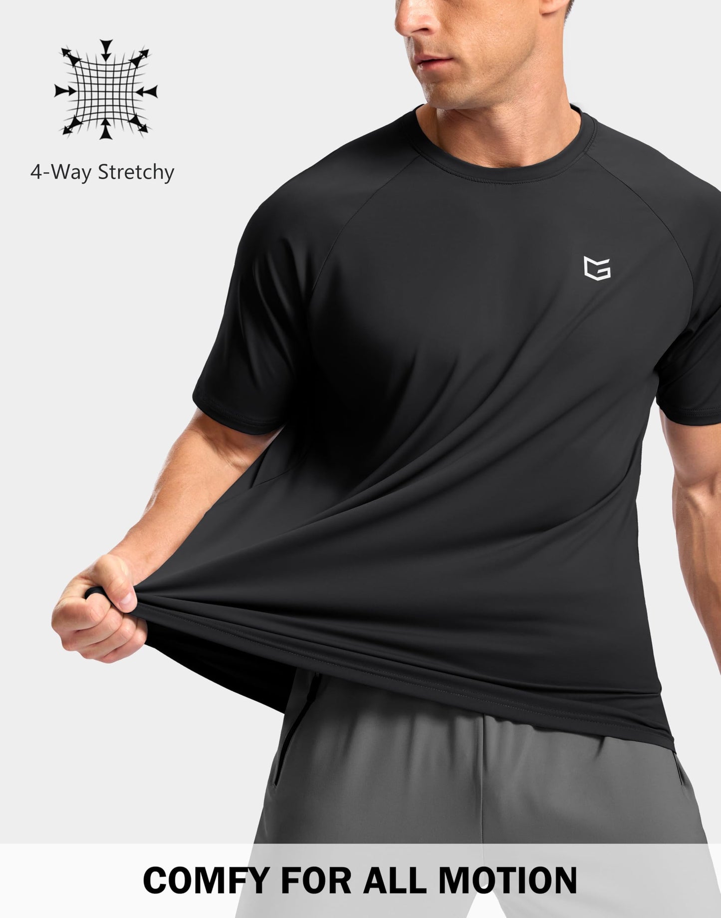 G Gradual Men's Athletic Workout T-Shirts Moisture Wicking Cooling Running Shirts Short Sleeve Performance Tee for Gym Tennis(Black,3XL)