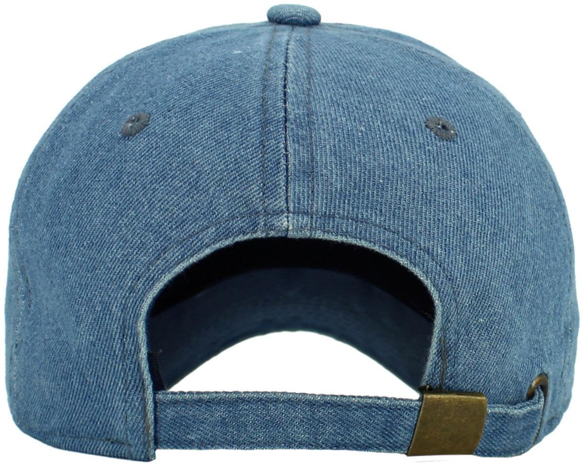 KB-LOW MDM Classic Cotton Dad Hat Adjustable Plain Cap. Polo Style Low Profile (Unstructured) (Classic) Medium Denim Adjustable