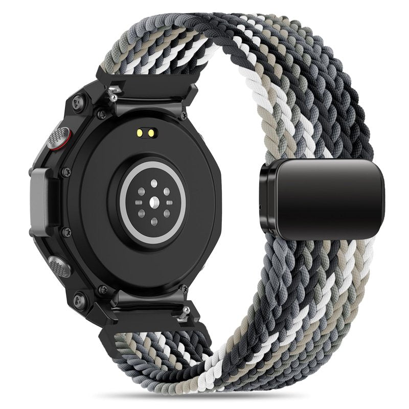 HQzon Elastic Woven Band Compatible with Amazfit T-Rex 3, Metal Magnetic Buckle Sports Replacement Strap Compatible with Amazfit T-Rex 3