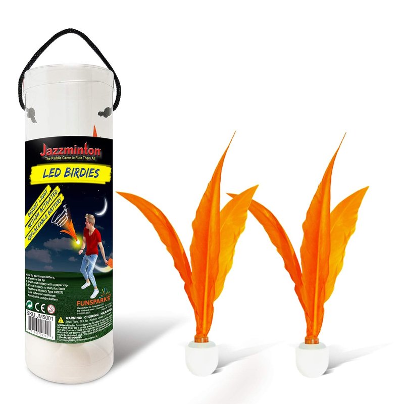Funsparks Jazzminton Paddle Ball Game LED Birdies, or Light Up Shuttlecock - New and Improved LEDs - Use for Pickle Ball or Any Wooden Paddles for a Fun Night Time Game