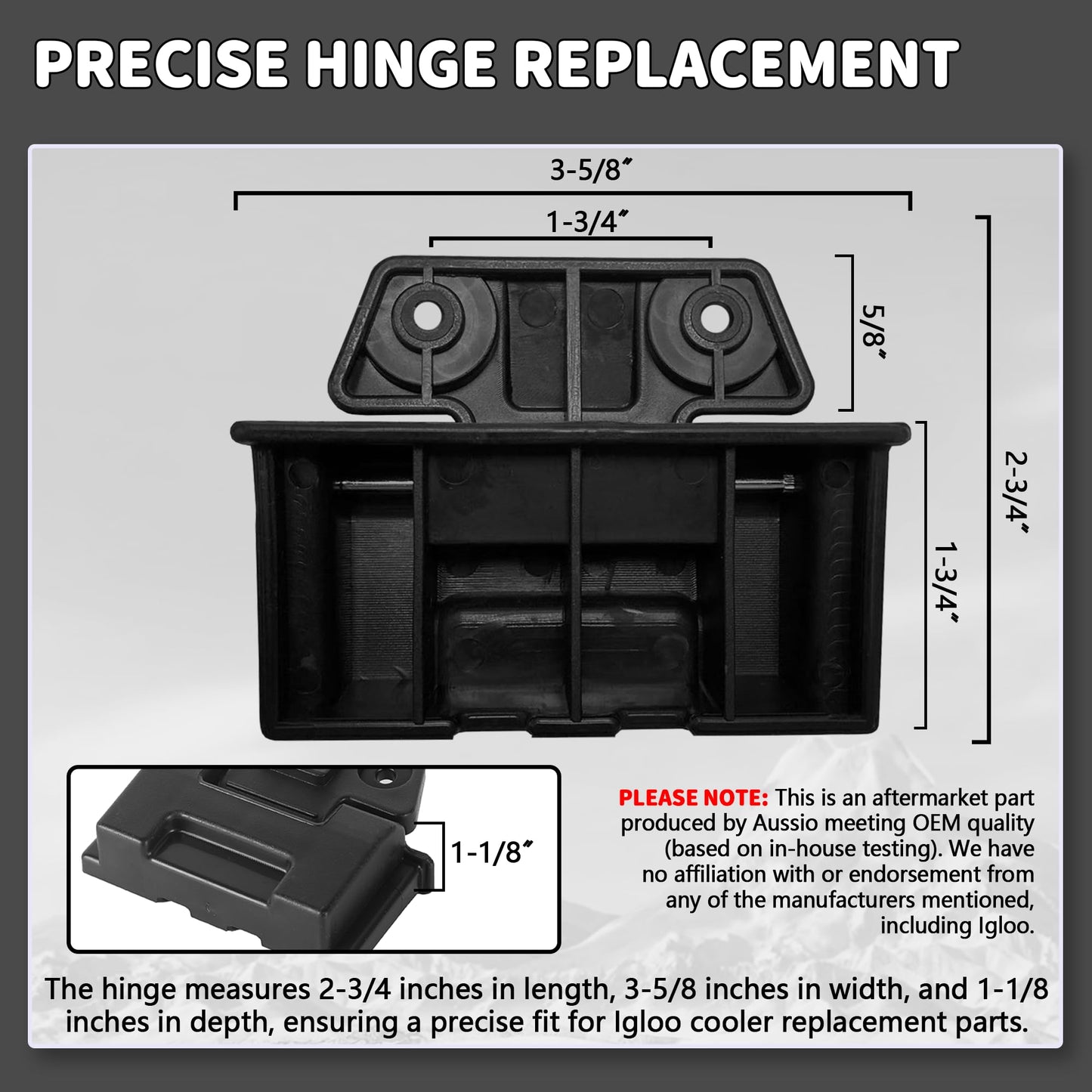 Aussio (2 Pack) Coolers Hinge for Igloo 25, 52, 72 Qt BMX Coolers Latch Replacement Parts Cooler Hinges with Screws for Igloo Cooler Replacement Hinges