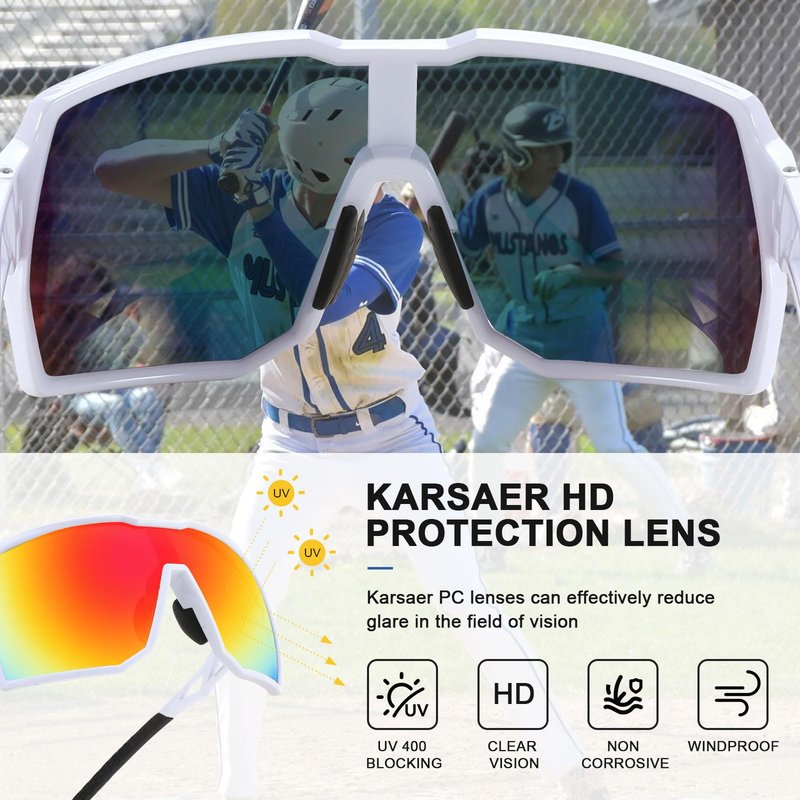Karsaer Vision Baseball Sunglasses Men Women Cycling Running Softball Glasses for Adults Youth Kids 8-16