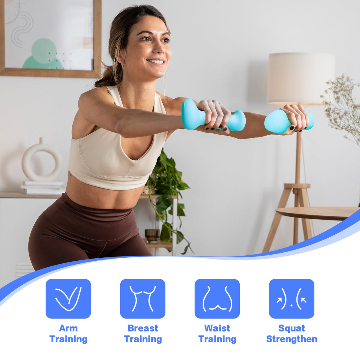HXD-ERGO Ergonomic Ear Dumbbell Set - Hand Weights for Women at Home, Exercise Equipment for Pilates, Yoga, Jogging, Strength Training, 4 LBS