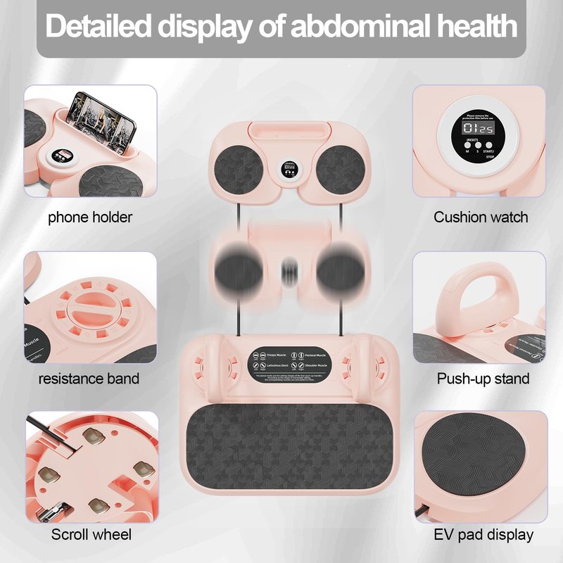 Multifuncional Pilates Board & Push Up System with Timer, Ab Wheel & Core Sliders, Portable Home Gym Kit with Resistance Ropes & Plank Support, Full Body Workout for Women & Men (Simulates Reformer)