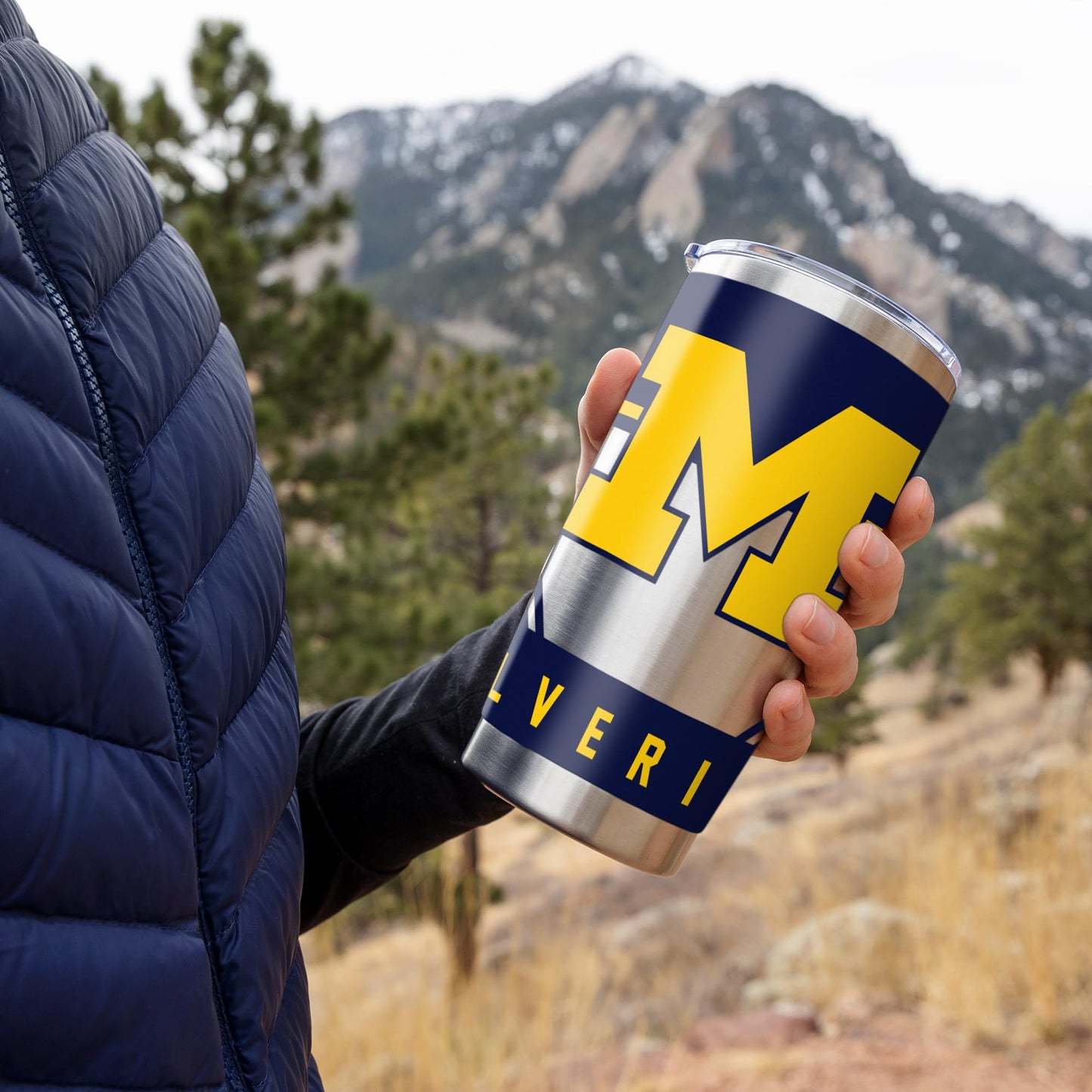 Rico Industries NCAA Michigan Wolverines 20oz Stainless Steel Tumbler with Lid - Great For Coffee, Tea, Water or Cocktails