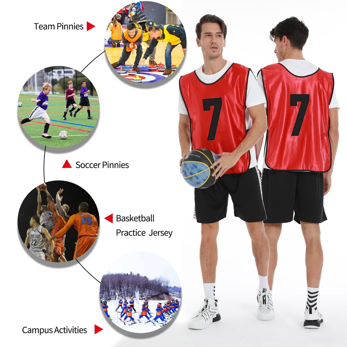 PULUOMASI 12 Pcs Team Sports Pinnies for Youth,Numbered Practice Jerseys