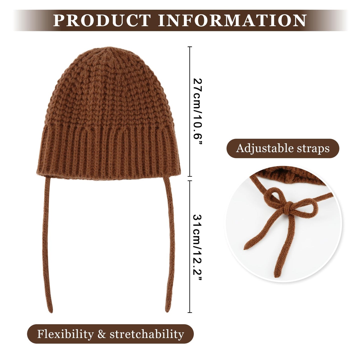 DOCILA Lovely Snowflake Ear Flaps Winter Beanies for Women Men Warm Fleece Lining Knit Skull Caps Stretch Stocking Hats Fuzzy Faux Fur Snow Ski Cap Beige