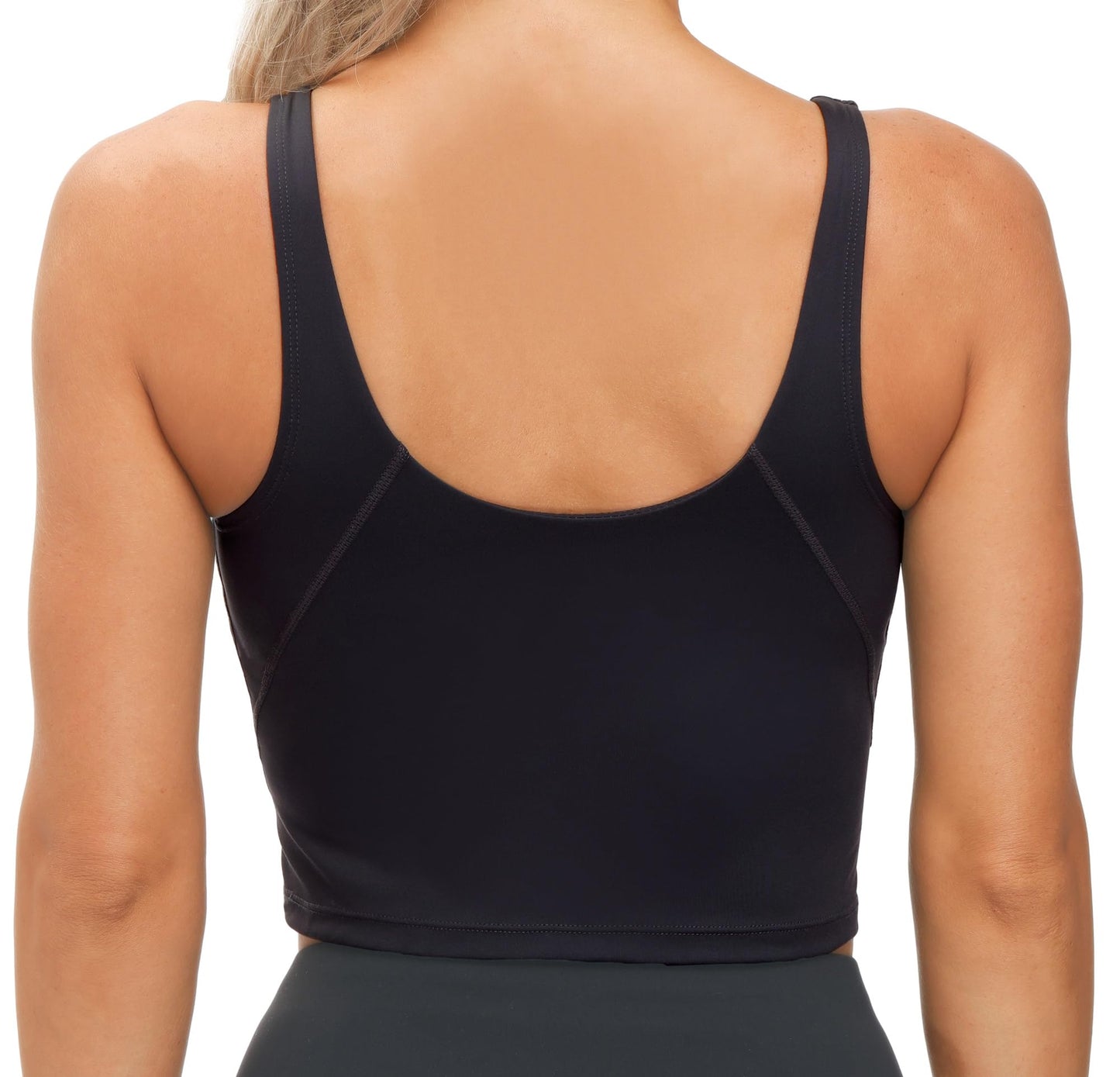 Women’s Longline Sports Bra Wirefree Padded Medium Support Yoga Bras Gym Running Workout Tank Tops (Black, X-Large)