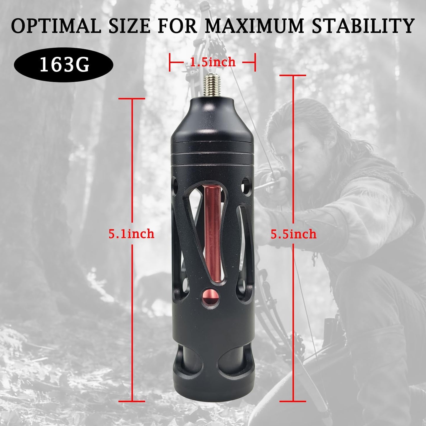 Three Archers Compound Bow Stabilizer - CNC Machined Vibration Dampener for Archery & Hunting | Aluminum for Noise Reduction & Accuracy