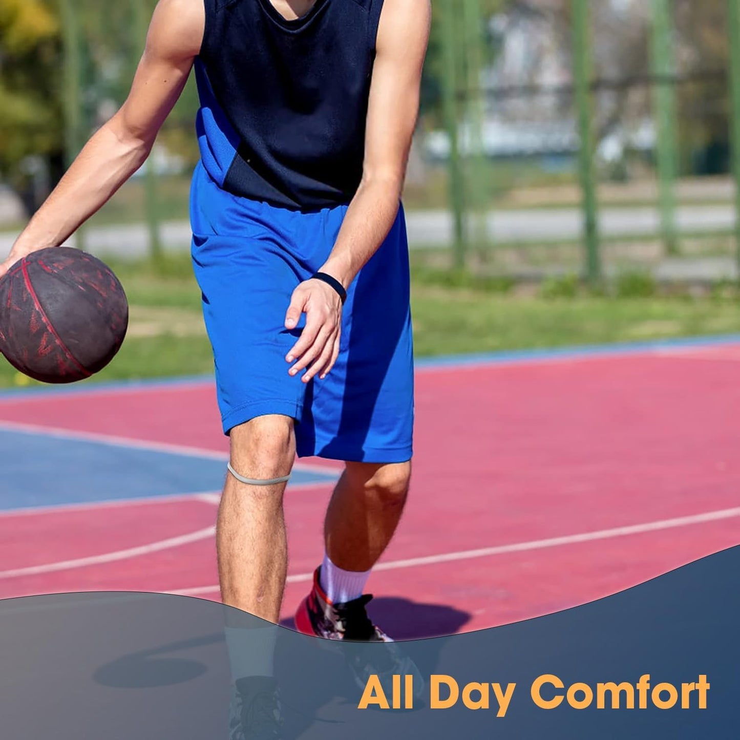 Ovnshery Knee Strap Patella Support: Knee Band for Patellar Tendon Pain Relief - Knee Brace for Tendonitis Jumpers Running Sports Basketball Men Women (Grey)
