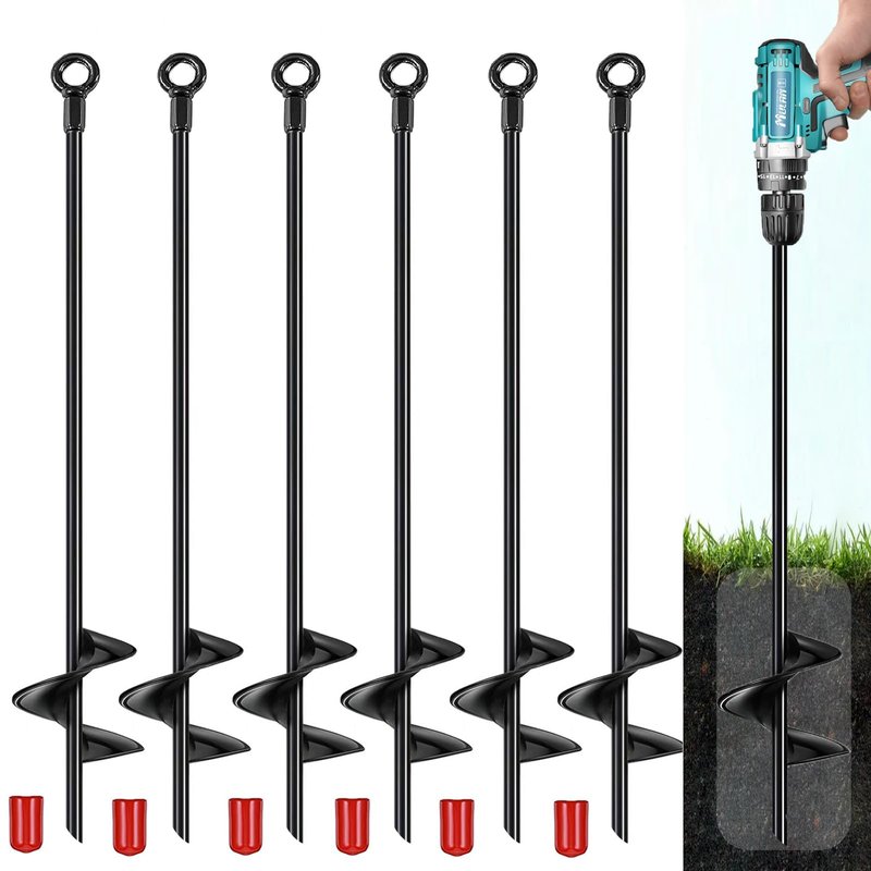 LIFEBED 18 inch Ground Anchors Srew in Heavy Duty, Earth Shed Anchor Kit, Trampoline Stake Hook for Dirt, Swing Sets, Playset, Tent, Canopy, Carport, Mobile Home Tie Down, 6 Pack