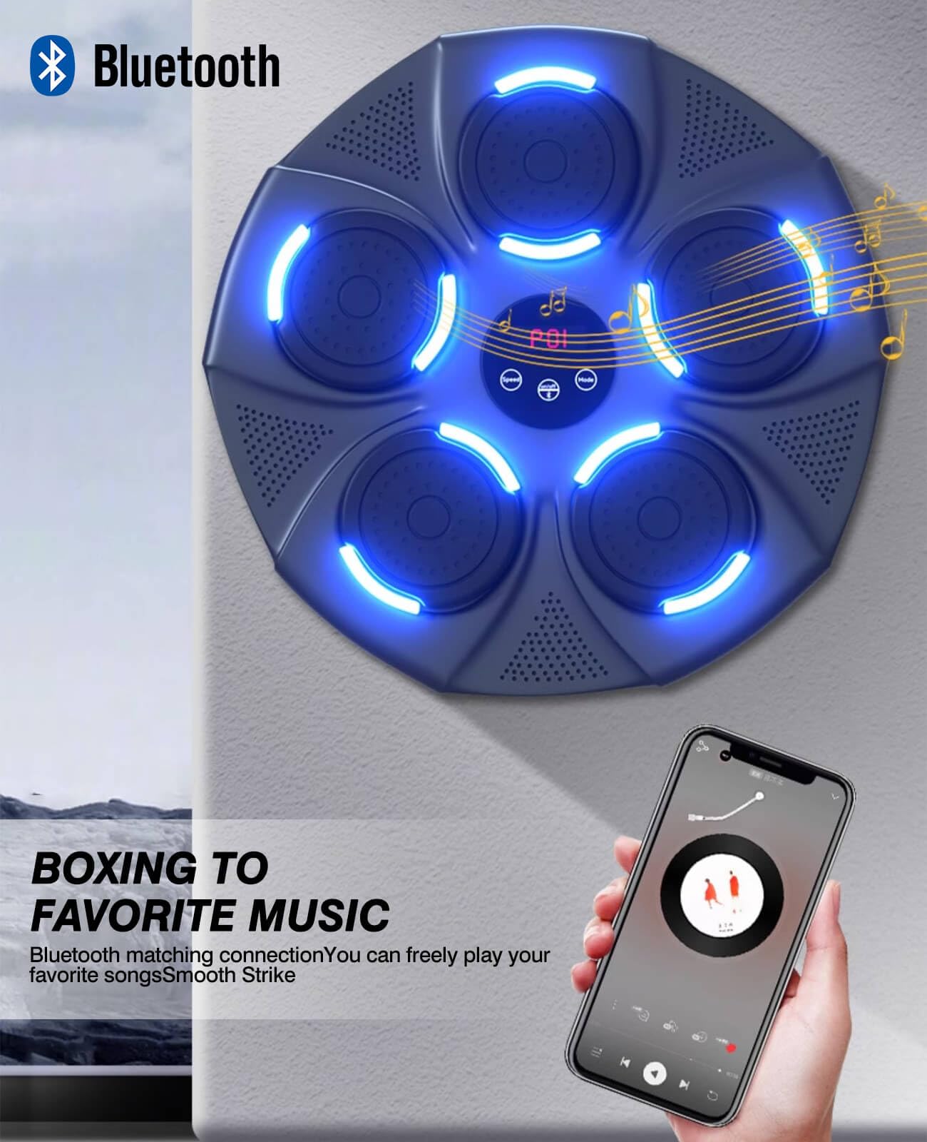 ROIPXM Smart Music Boxing Machine, Boxing Machine Wall Mounted Music with Gloves, Boxing Music Workout Machine for Home, Indoor and Gym