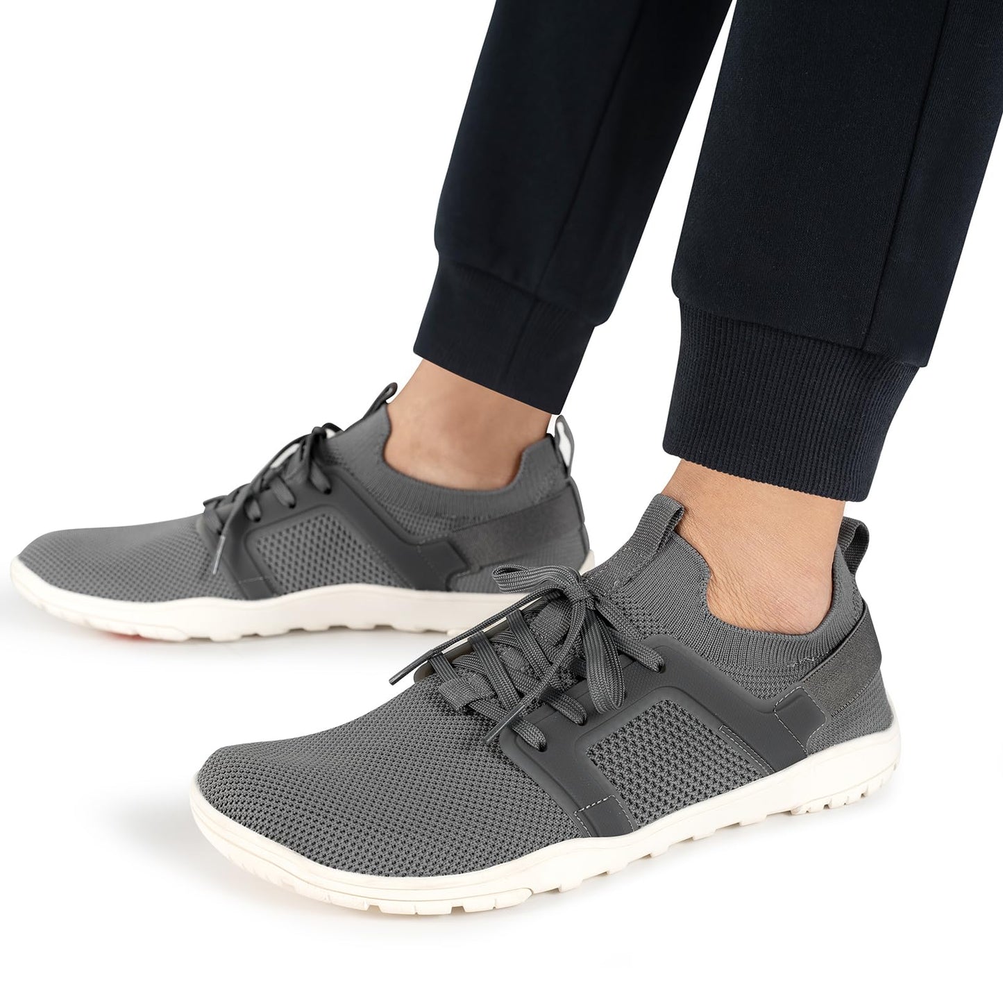 Pulltop Men's Barefoot Wide Trail Running Shoes - Minimalist Wide Toe Box Workout Shoes with Zero Drop Sole Cross for Trainer DK Grey Size 11
