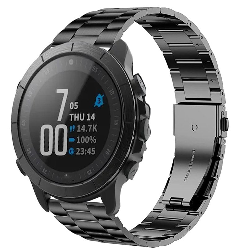 Lamshaw Compatible with Wahoo ELEMNT Rival Band, Quick Release Stainless Steel Metal Replacement Straps Compatible for Compatible with Wahoo ELEMNT Rival Smartwatch (Black)