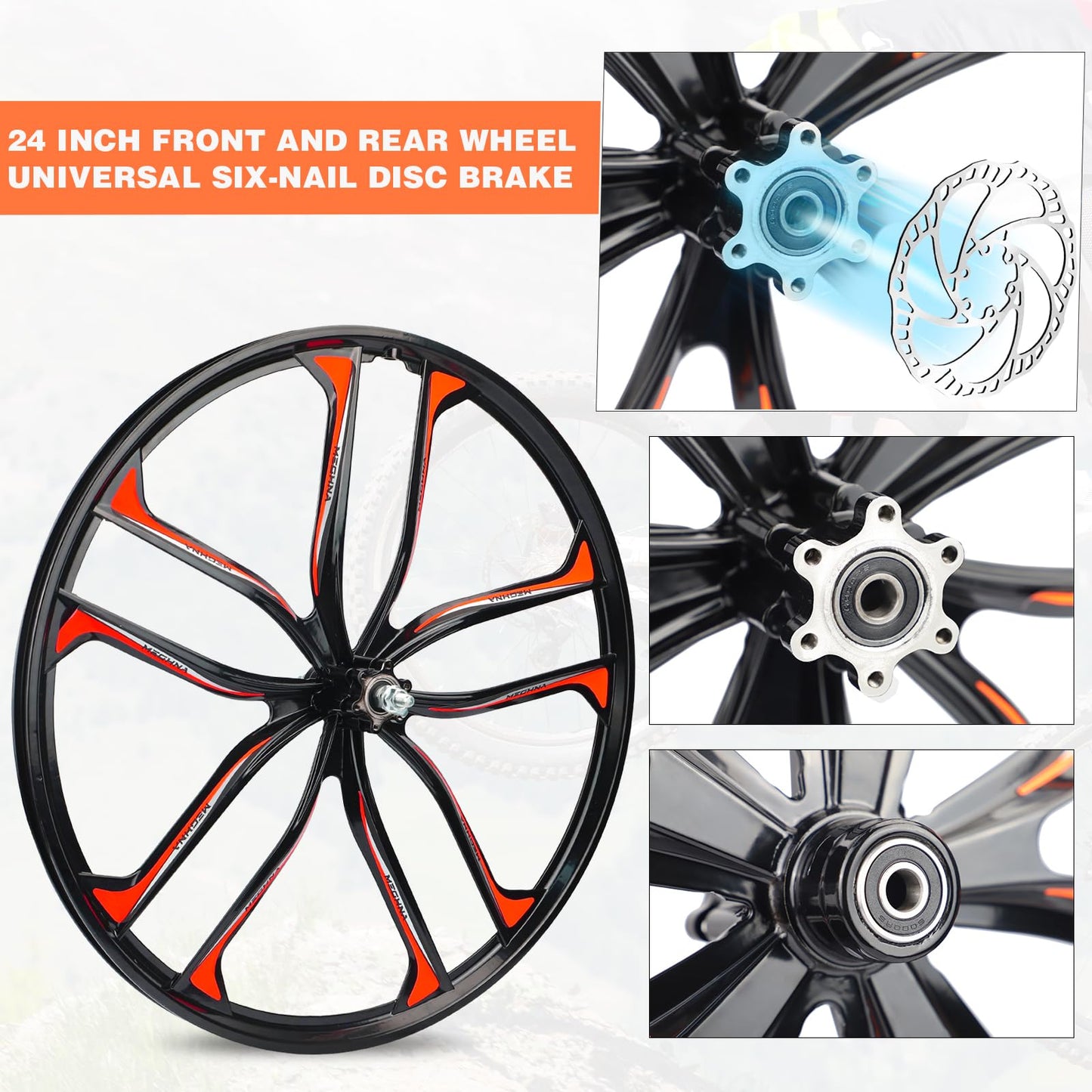ZUKKA Bike Wheel Set 26 Inch Magnesium Alloy One-Piece Bike Wheels 10 Spokes Rim Front & Rear 100x135mm for 7-12s Freewheel Quick Release Axles,for Mountain/Folding/Kids Bikes
