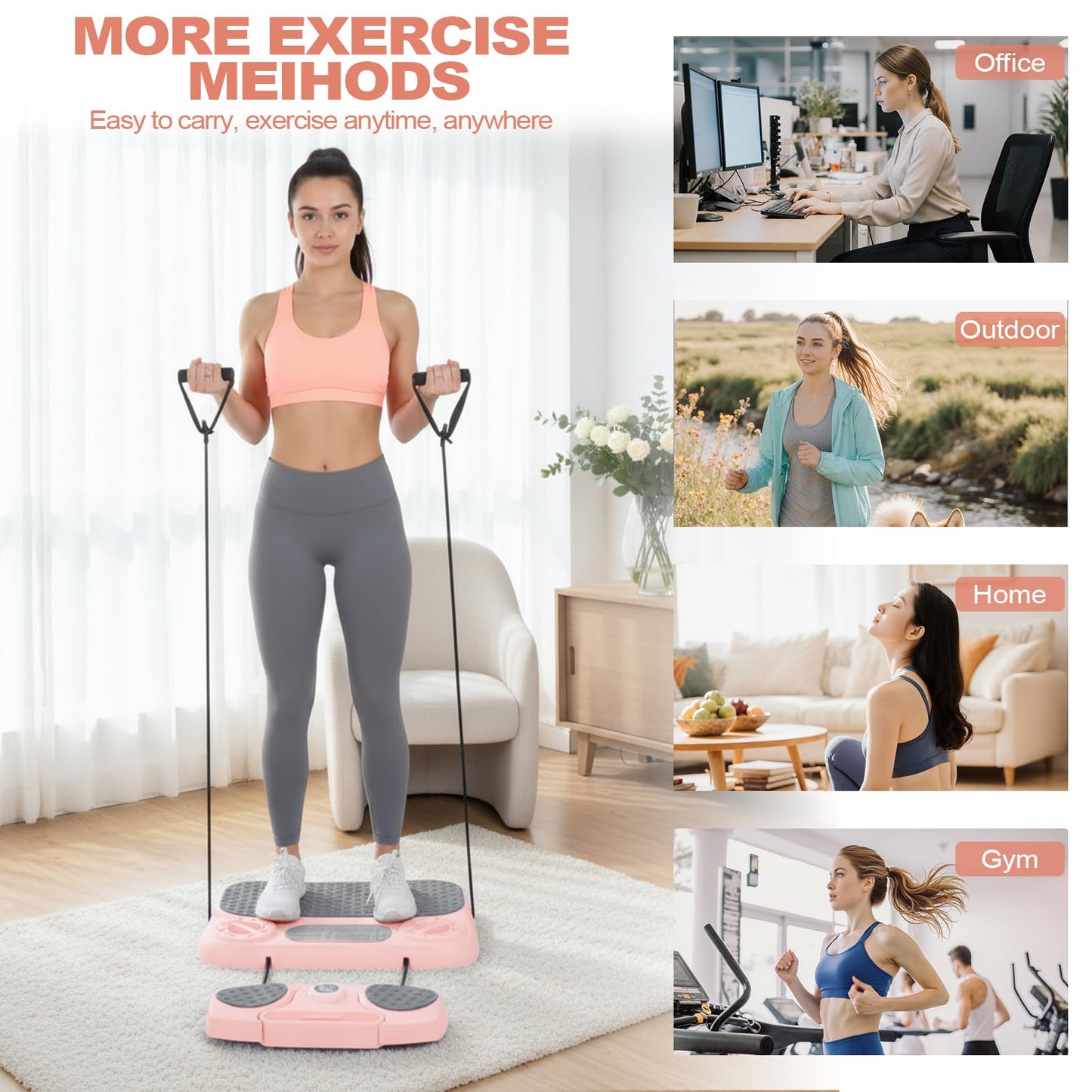 Pilates Board, 6-in-1 Pilates Reformer for Core & Full Body Workout, Portable Home Gym Equipment with Smart LED Digital Display, Pilates Trainer for Women, Beginners (Pink)