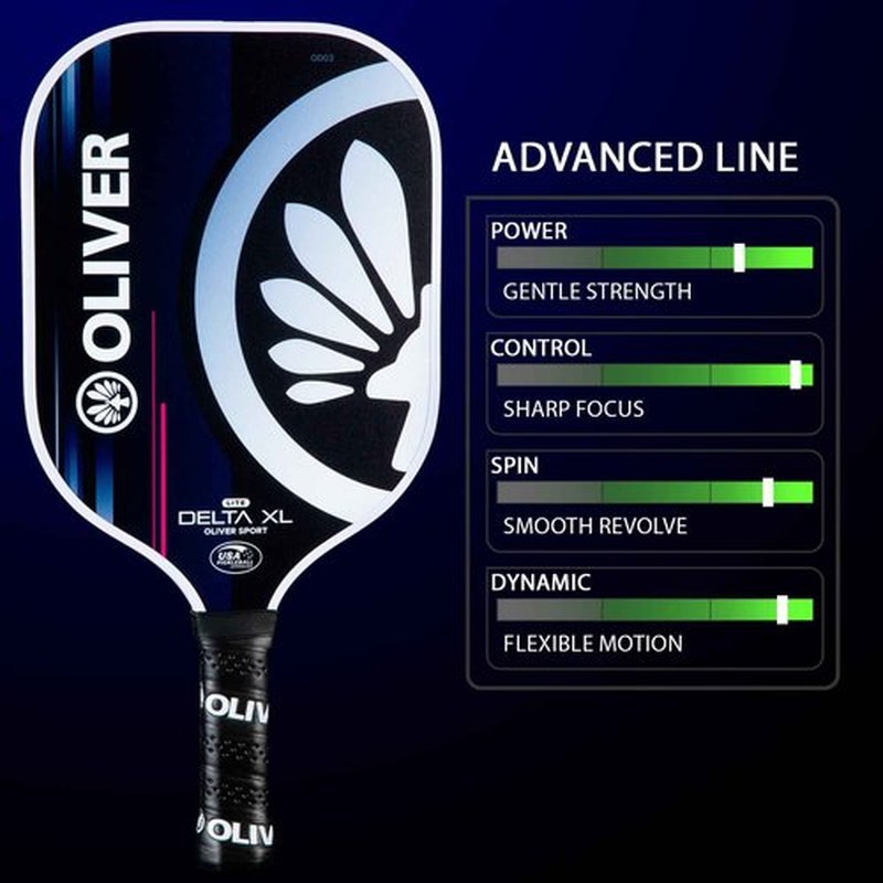 Pickleball Paddle Delta XL Lite – Fiberglass Surface, 13mm Polypropylene Honeycomb Core, Ergonomic Grip, USAPA Approved – Maximum Sweet Spot, Power, Spin, and Control