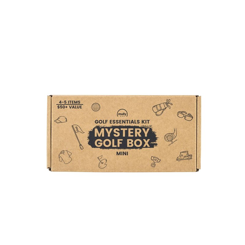Mully Mullybox Mini Golf Gift Box, Unisex, Golf Accessories Set with Club Brush, Divot Tool, Golf Ball, Gift Card, Tees, Mystery Golf Box