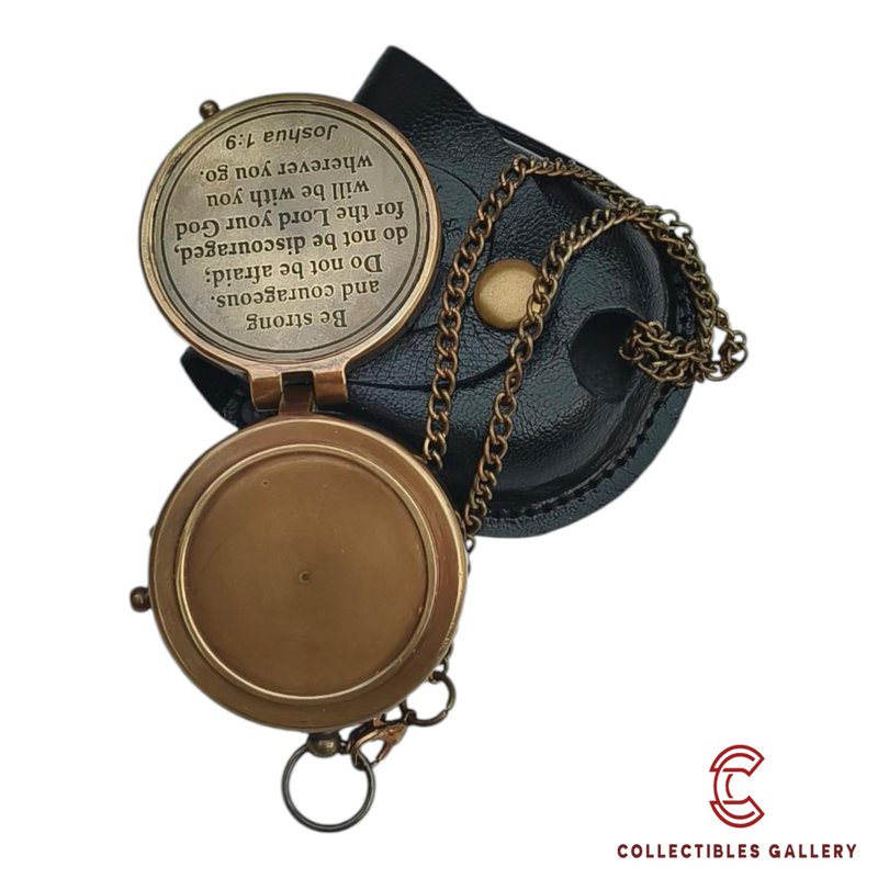 Be Strong Engraved Brass Compass with Leather Case – Inspirational Gift for Son, Husband, or Friend – Handmade Nautical Pocket Compass for Graduation, Birthday, or Retirement