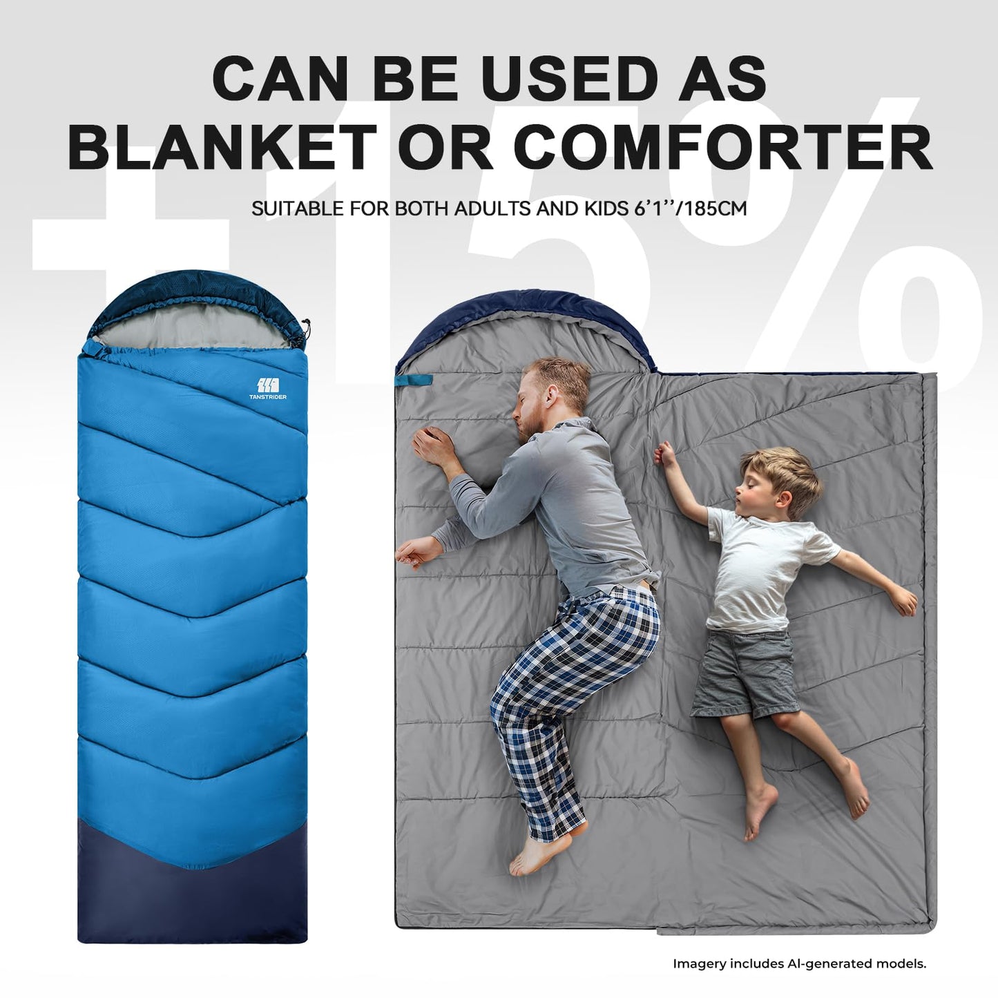 TANSTRIDER Sleeping Bags for Adults Cold Weather,3-4 Season 4lb Lightweight Sleeping Bag for Kids Girls Boys with Compression Sack,Camping Essentials Gear, Hiking,Travel,Backpacking,Outdoor & Indoor