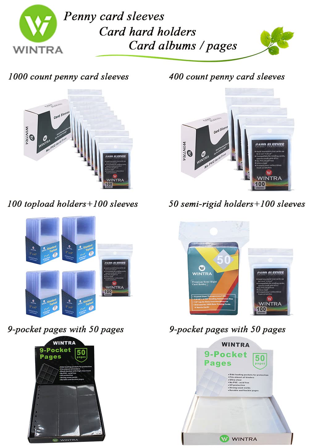 WINTRA Premium 360 Pockets Black Zippered Playing Card Binder - Sturdy Trading Card Holder Album ，9 Pocket Side Loading Card Folder with 20 Sheet Sleeves for Trading and Sports Cards