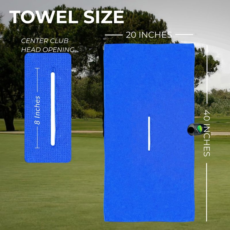 Malo'o Magnetic Golf Towel Set (2-Pack) – Strong Magnet Picks Up with Club – Premium Microfiber Waffle Towels for Golf Bag & Cart – Keeps Towel Off Ground, Always Within Reach