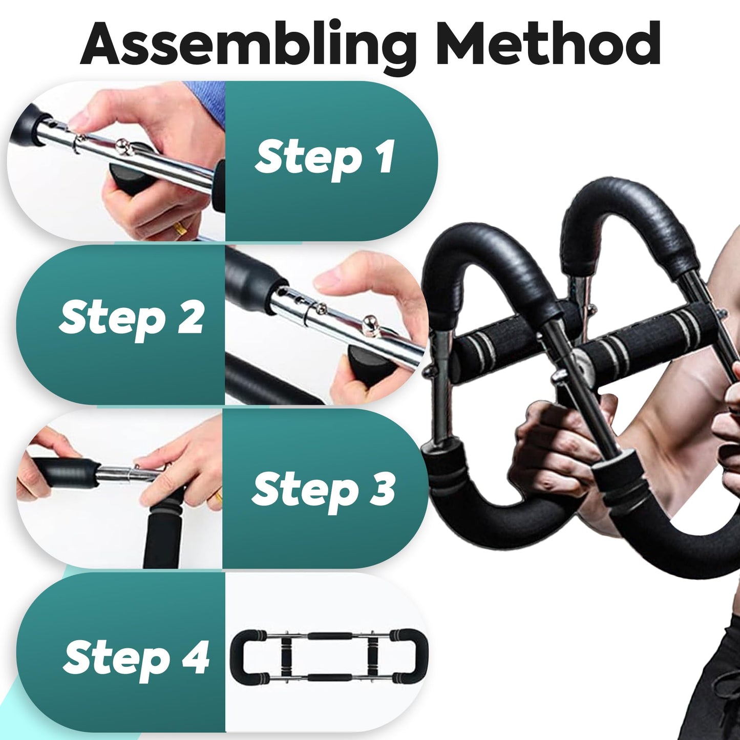 CORESPRINT Twister Arm Exerciser, Adjustable Chest Expander & Shoulder Muscle Forearm Triceps Strength Training Portable Gym Equipment, Home Fitness Arm Enhanced Chest Workout Bar (U80-110 lbs)