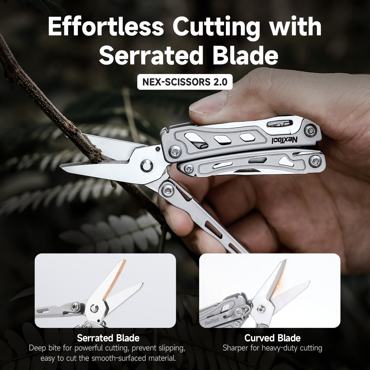 NexTool F12 Mini Multitool, 13-in-1 Keychain Multitool with Serrated Scissors, File and Safety Lock, Upgraded 80Cr14Mov Steel Multi Tool for EDC, Outdoor Adventures and DIY, Gifts for Men