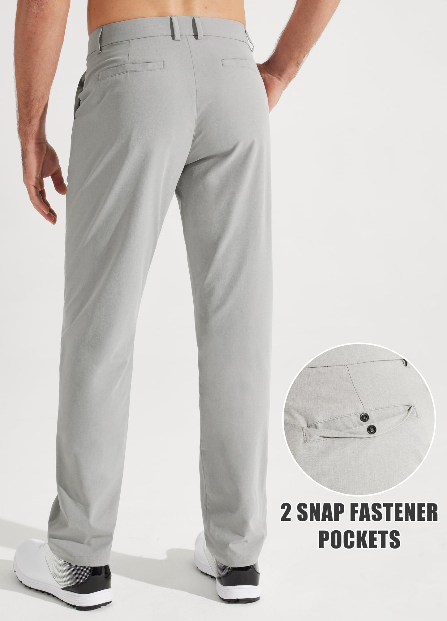 Libin Mens Golf Pants Stretch Work Dress Pants 30" Quick Dry Lightweight Business Casual Slacks for Men Travel Vocation Water Resistant, Neutral Grey, 30W x 30L