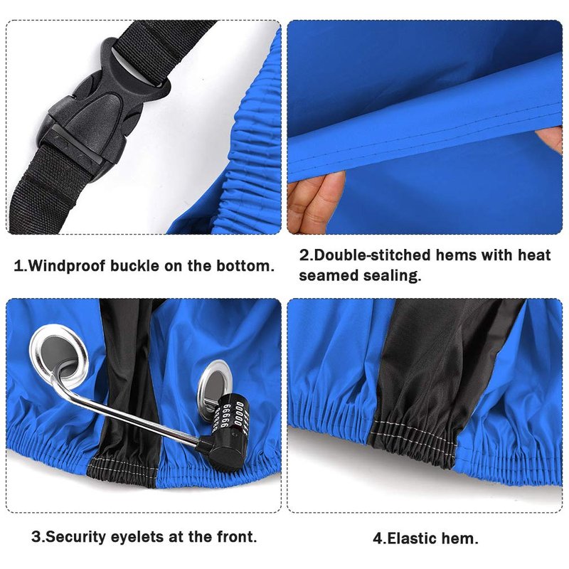 190T Bicycle Cover Roctee Waterproof Dust Resistant Anti-UV Mountain Road Bike Cover Cycle Cover with Storage Bag, 78.7''(L) * 27.6''(W) * 43.3''(H) for XL Size, Portable & Durable(Black & Blue)