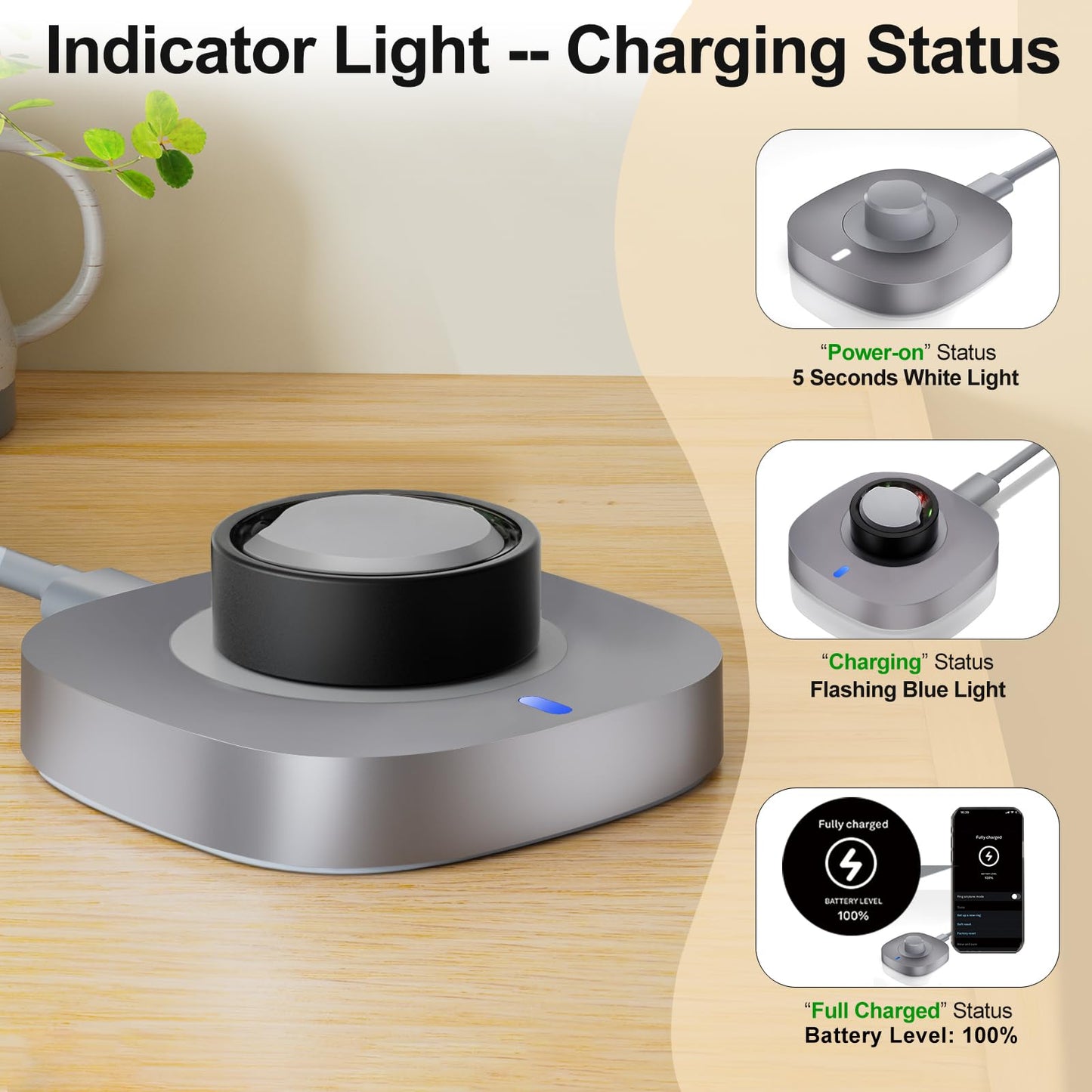 Compatible with Aura-Ring Gen 3 Charger - Size 6 - Charging Dock and USB-C Cable Replacement Accessories