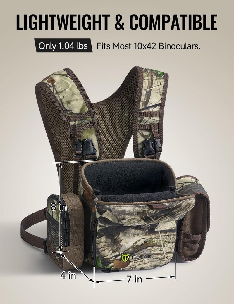 TIDEWE Binocular Harness Chest Pack - Lightweight & Waterproof with MOLLE System | Next Camo G2, 2 Detachable Pouches