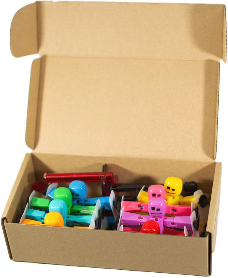 Zing Stikbot 8 Colorful Action Figures with Red Tripod | Pink, Yellow, Blue, Green, Purple, Orange, Red
