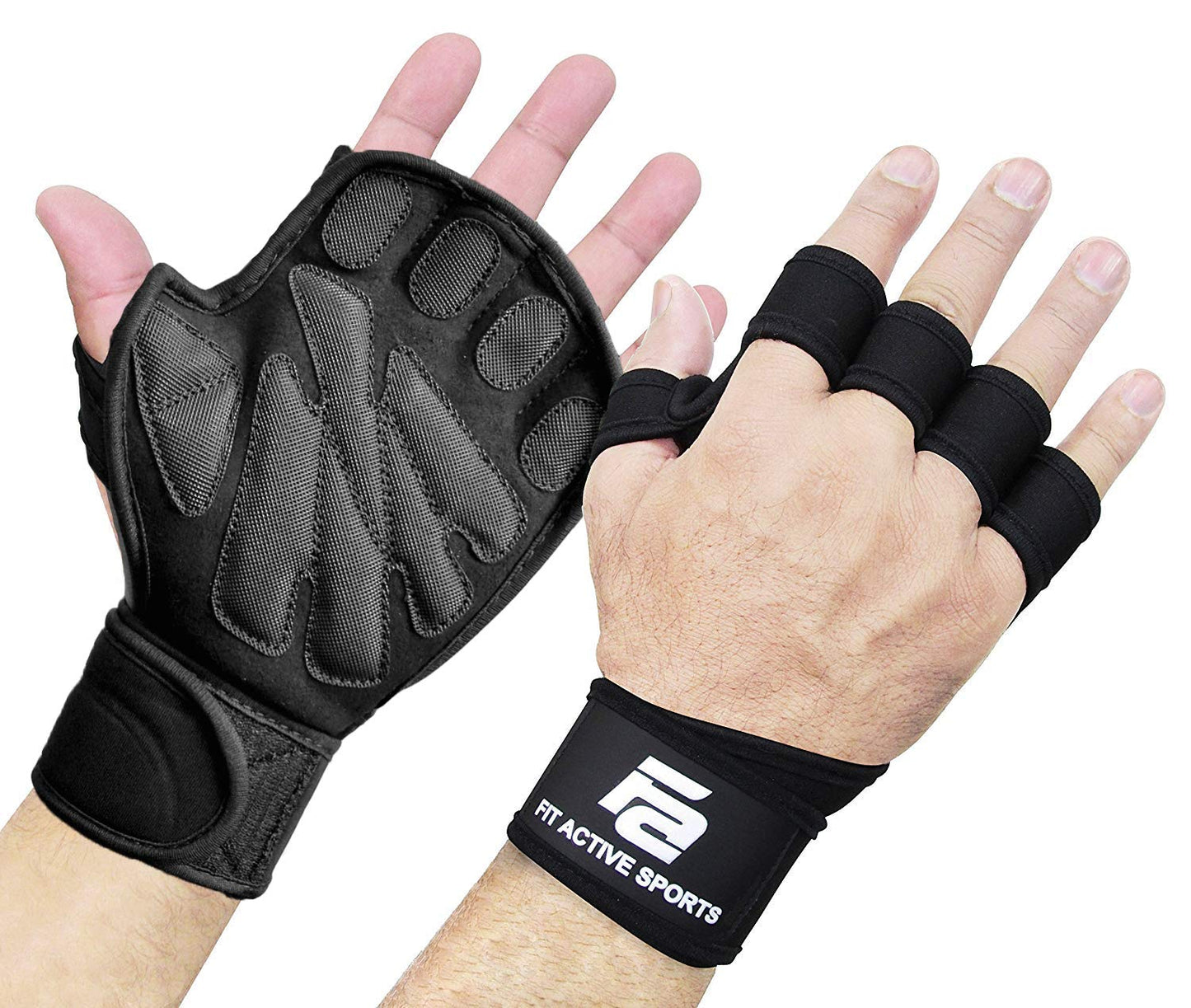 Fit Active Sports New Grip 2.0 Ventilated Weight Lifting Workout Gloves with Wrist Wraps for Gym Exercise, Weightlifting, Pull Ups - for Men & Women (XL)