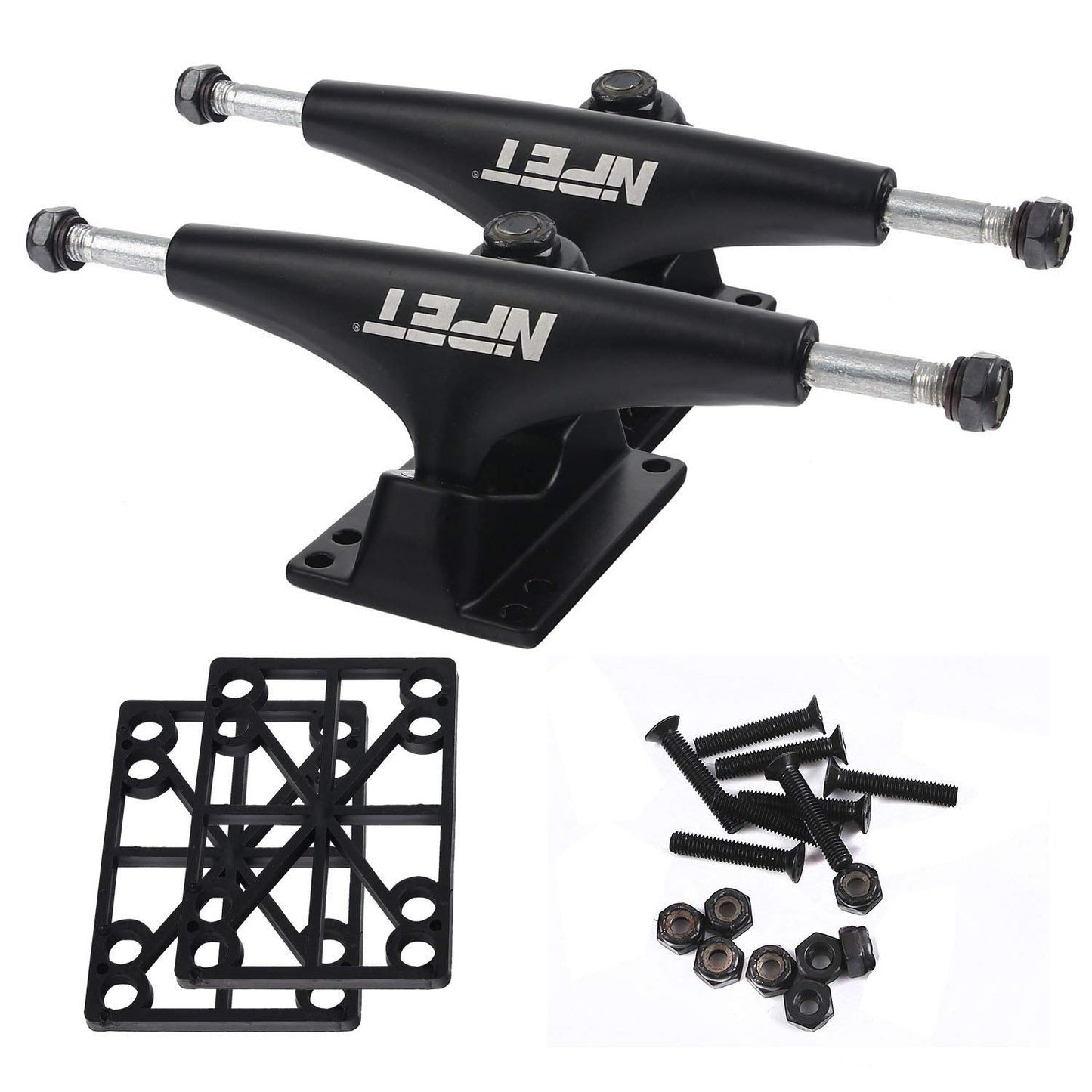 NPET 52mm Blank Skateboard Wheels/ABEC-11 Speed Bearings& Spacers (Black)