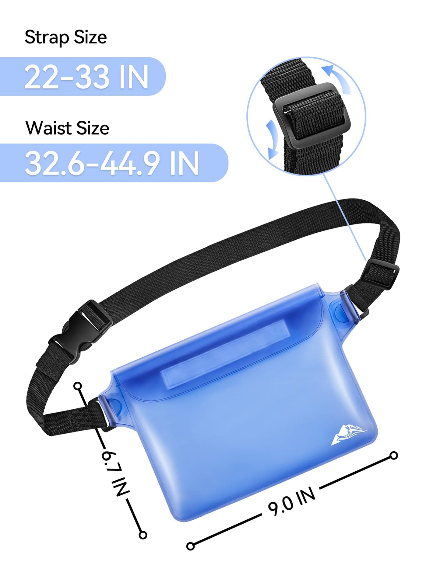 HEETA Waterproof Fanny Pack, Waterproof Pouch Dry Bag 2-Pack for Phone Passport Purse, Adjustable Waist Strap for Swimming Kayaking Boating Paddle Board Accessories Cruise Beach Camping Essentials