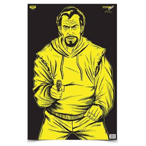 Birchwood Casey Eze-Scorer BC Bad Guy Paper Target (Per 100), 23 x 35-Inch, Black/Yellow